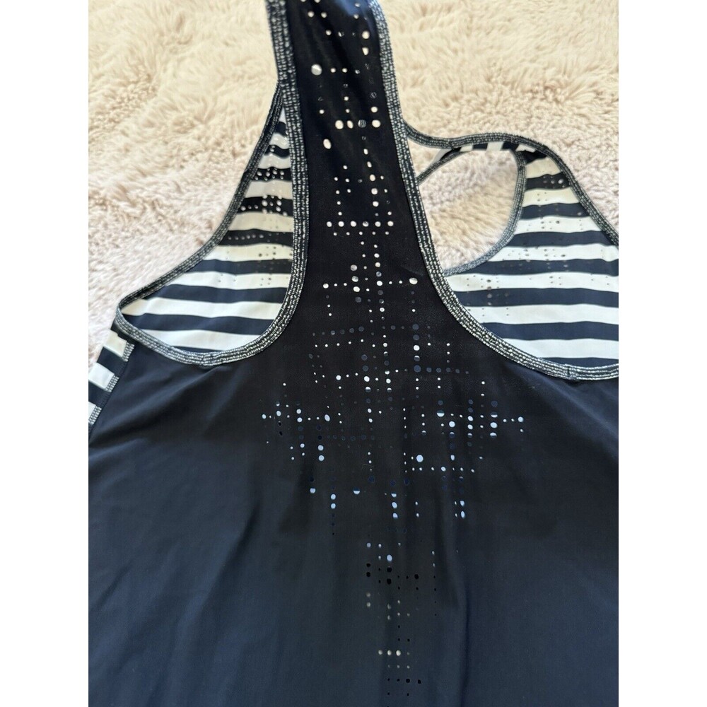 LULULEMON Water Bound Singlet LASER CUT Tank Top WOMENS 4 Apex Stripe Black Dune - Picture 5 of 8